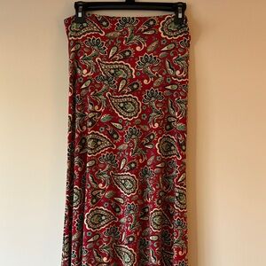 LuLaRoe Red Paisley Maxi Skirt